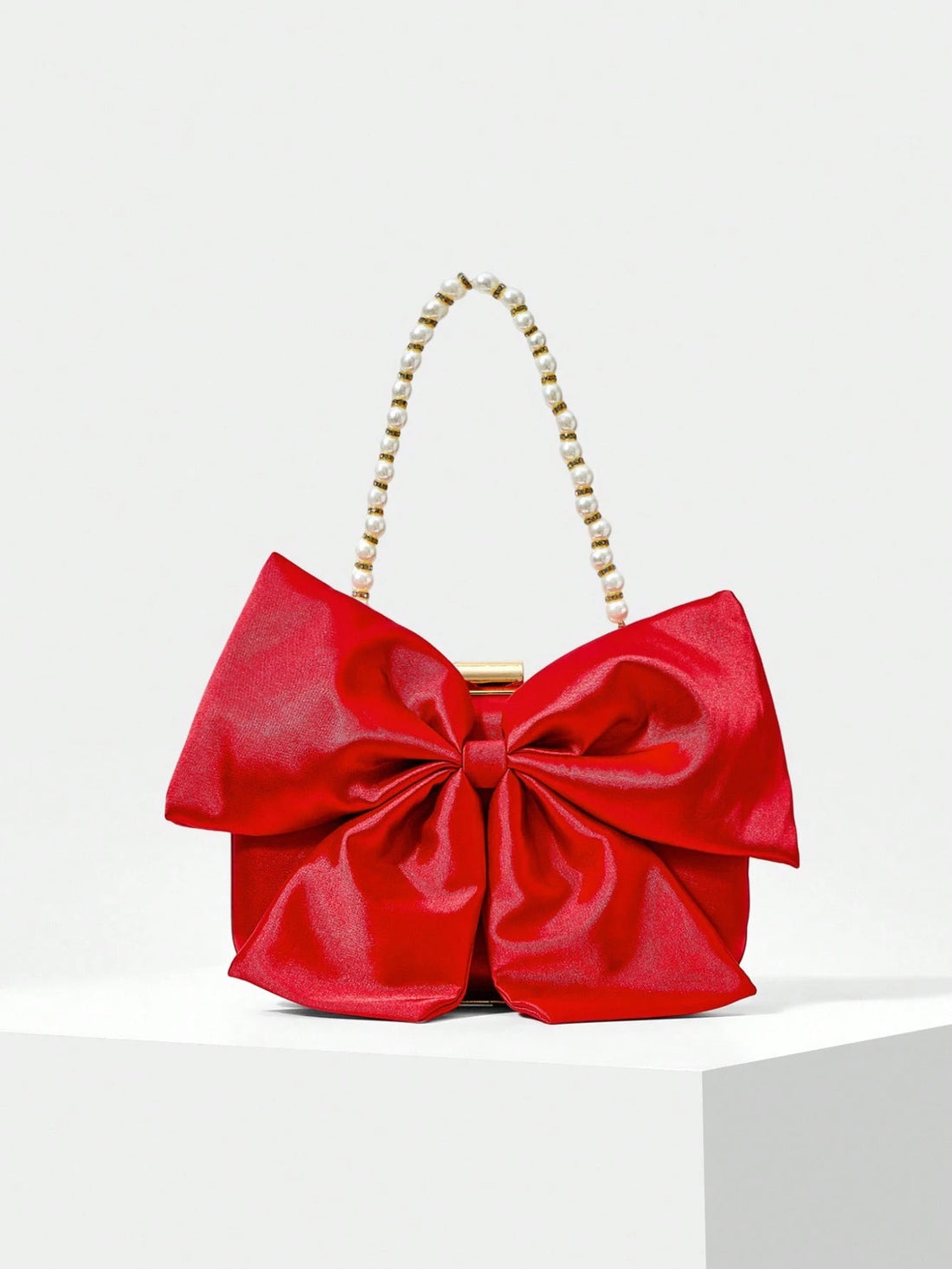 MOTF PREMIUM BOW DECOR BOX EVENING BAG-Red