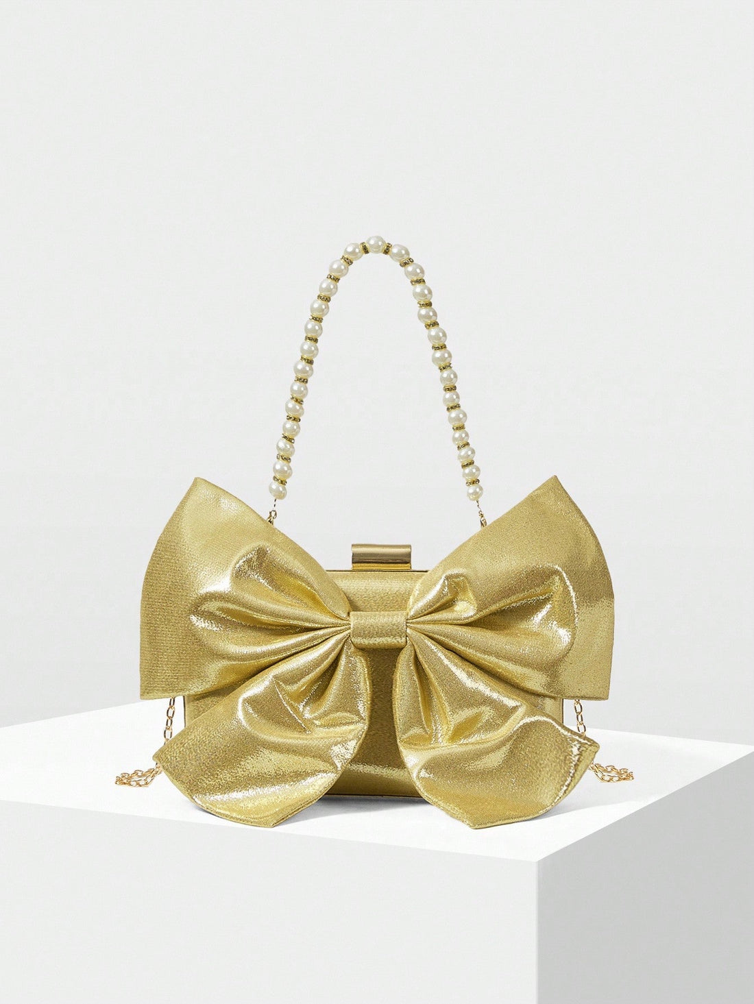 MOTF PREMIUM BOW DECOR BOX EVENING BAG-Gold