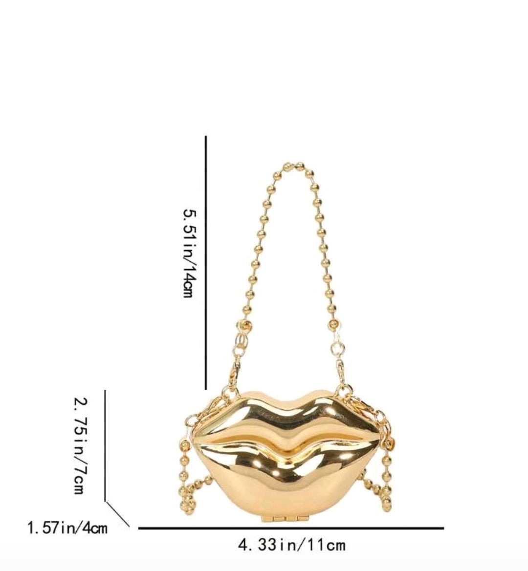 Women Gold Lips Clutch Bag Fashion Ladies Acrylic Chain Shoulder Bag Evening Bag Lips Shape Purse For Parties Weddings