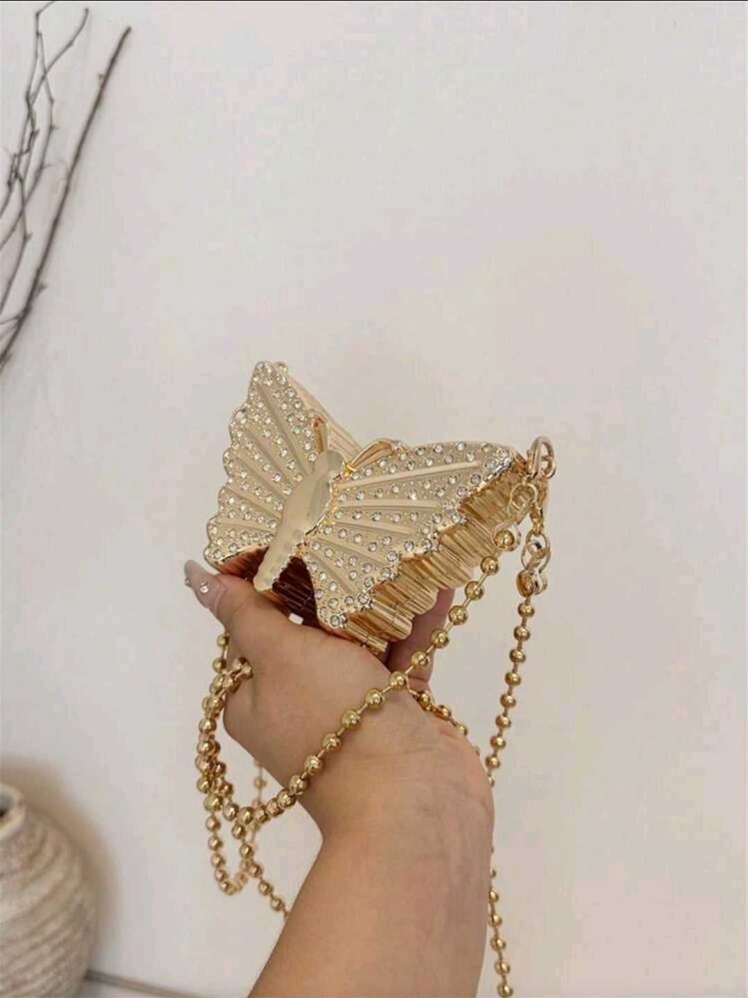 Butterfly Golden Acrylic Women Crossbody Bag Sparkling Shoulder Bag Small Bag Metal Evening Accessories for Women Wedding Matching