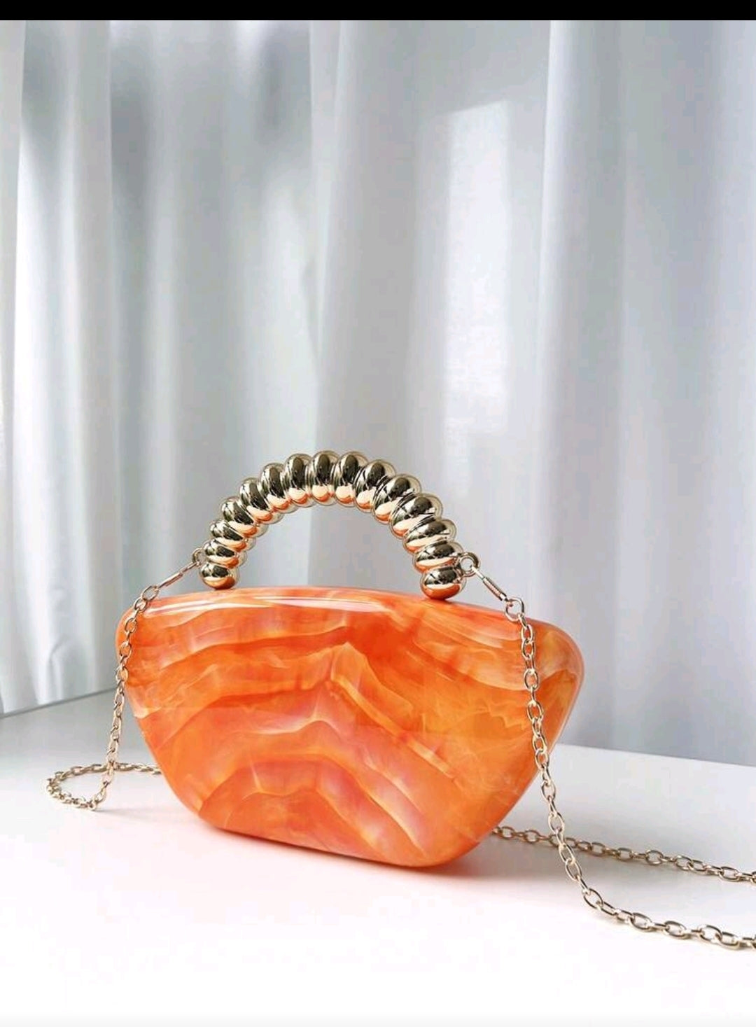 New Arrivals Marble Texture Ladies Evening Bags Electroplating Handle Fashion Acrylic Elegant Dinner Party Crossbody Handbag for women